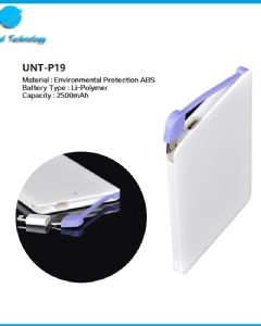 【UNT-P19】Built-in charging cable Card shape mobile power bank