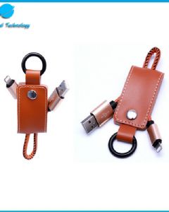 【UNT-C17】3 in 1 leather keychain USB cable
